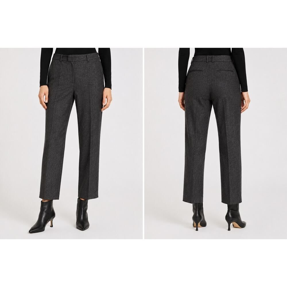 JOSEPH Tape Felted Flannel Wool Straight Leg Trousers Graphite EU40